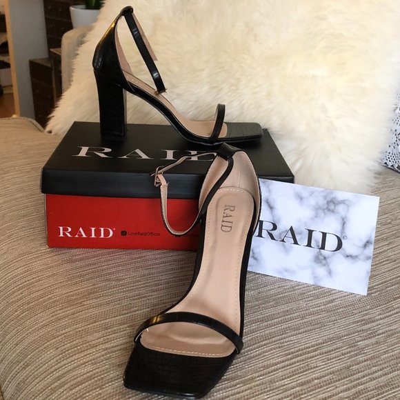 RAID Dania square toe heeled sandals SIZE 6 black - Picture 2 of 6